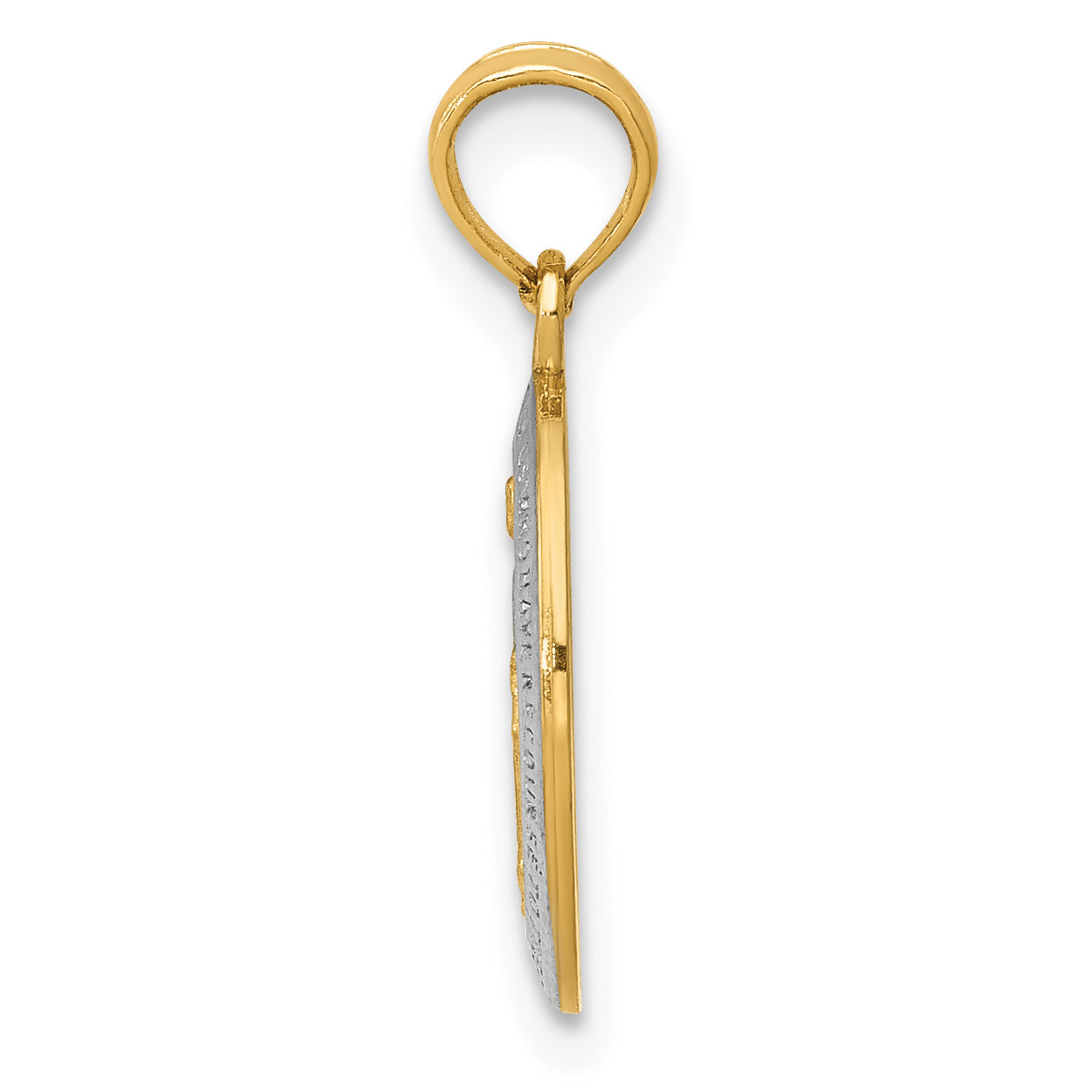 14K Gold Miraculous Medal Charm with Rhodium Accents Polished Finish Secondary image