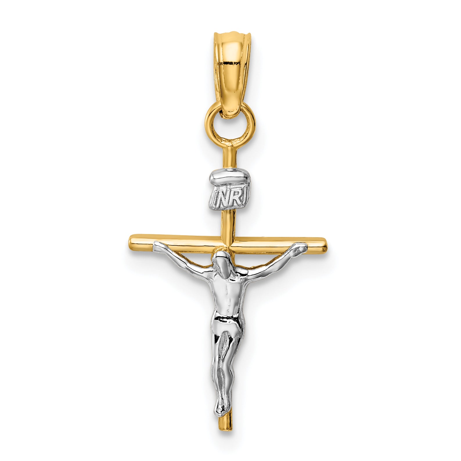 14k Two-tone INRI Crucifix Pendant Main image