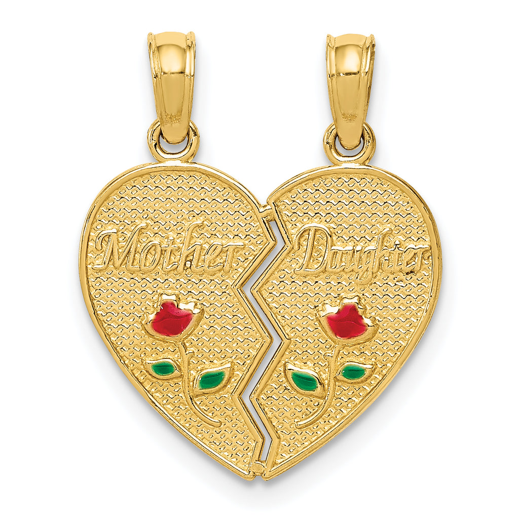 14k Enameled MOTHER - DAUGHTER Break-apart Pendant