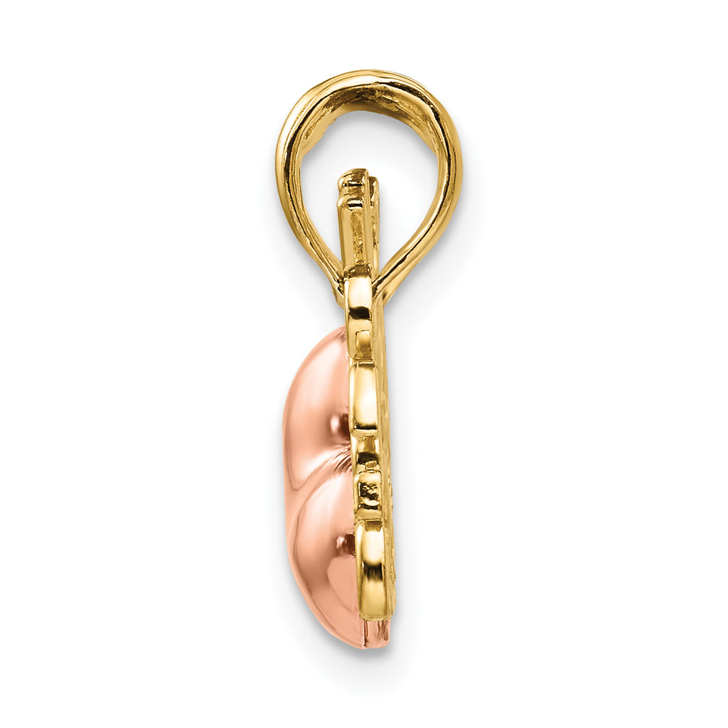 14K Two-Tone Gold Big Sis-Lil Sis Break-Apart Pendant with Rhodium Accents