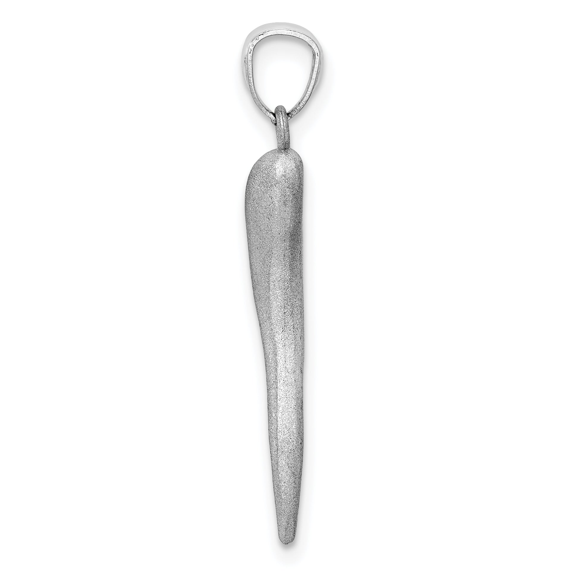 14K White Gold Italian Horn Charm with Diamond-Cut Texture for Men Secondary image