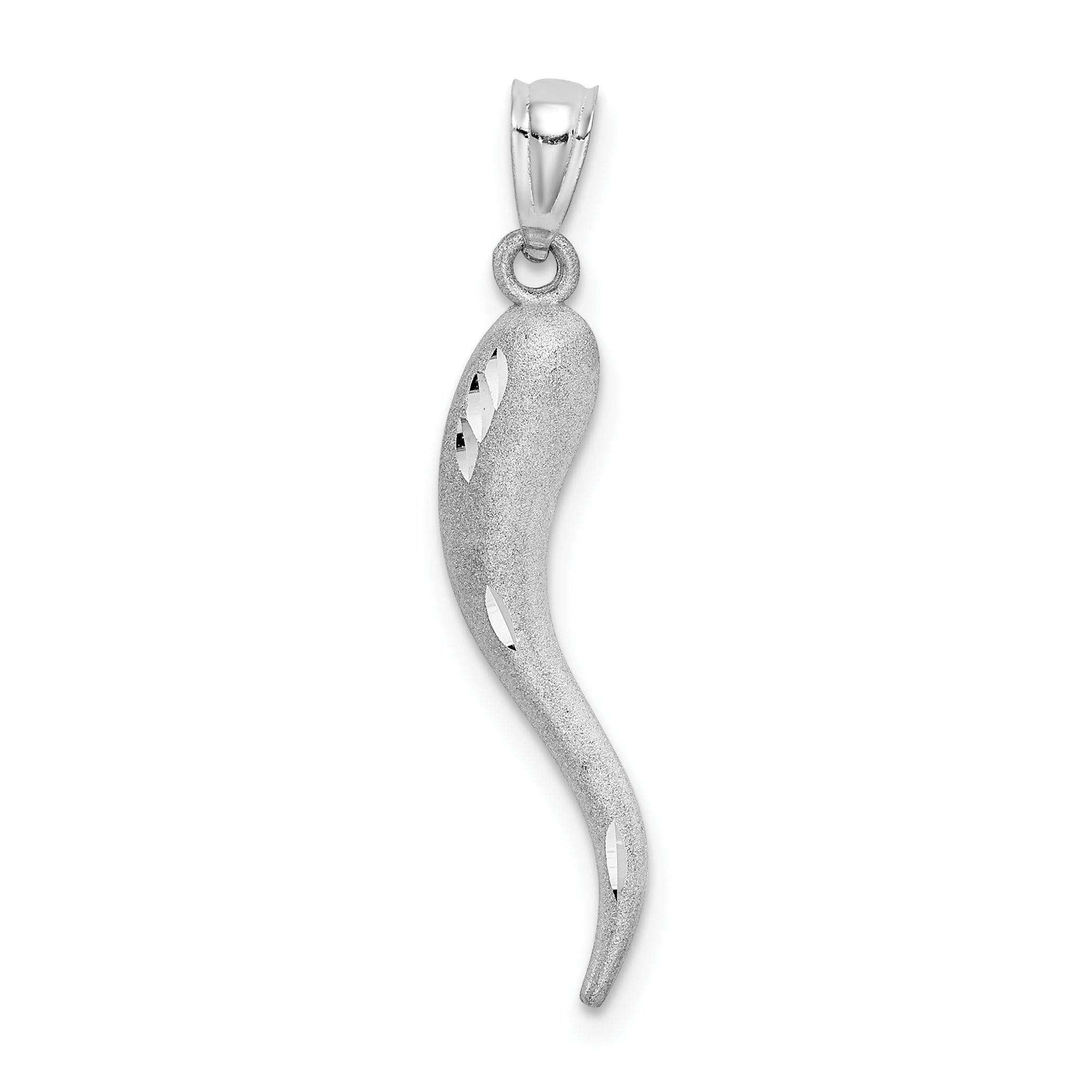 14k White Gold Solid D/C Italian Horn Charm Main image