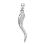 14k White Gold Solid D/C Italian Horn Charm