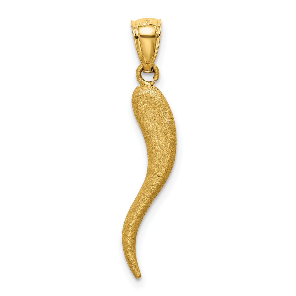 14k Solid Diamond-cut Italian Horn Charm