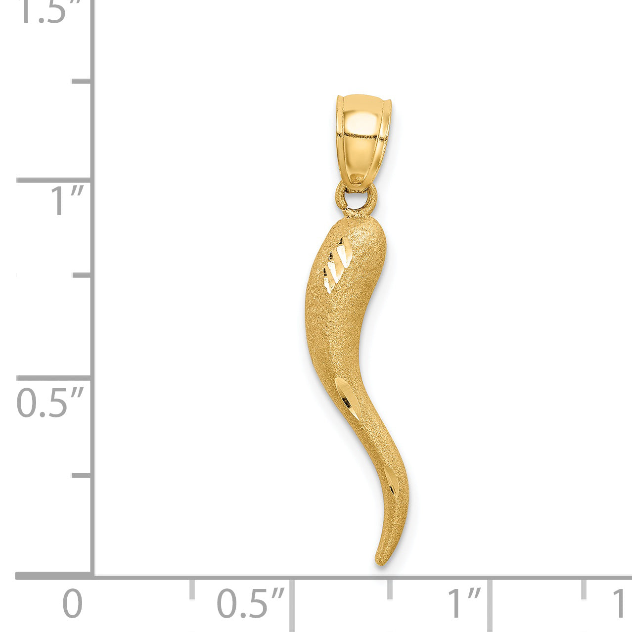 14k Solid Diamond-cut Italian Horn Charm
