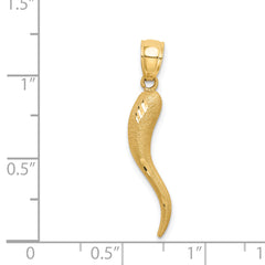 14k Solid Diamond-cut Italian Horn Charm