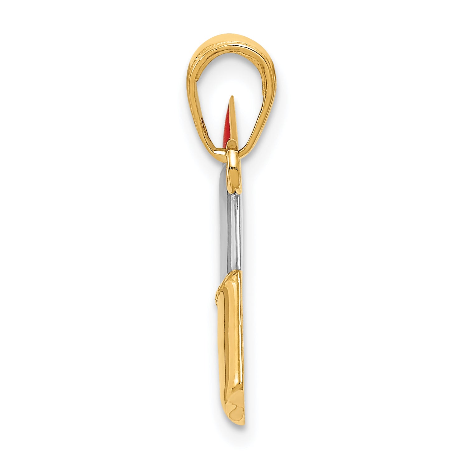 14K Gold and Rhodium Enameled Lipstick Charm with Polished Finish