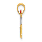 14K Gold and Rhodium Enameled Lipstick Charm with Polished Finish