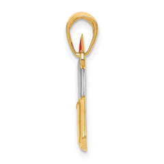 14K Gold and Rhodium Enameled Lipstick Charm with Polished Finish