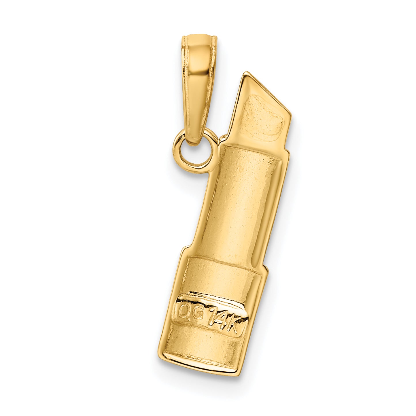 14K Gold and Rhodium Enameled Lipstick Charm with Polished Finish