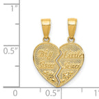 14K Gold Big Sister-Little Sister Break-Apart Charm  Solid, Gift-Ready, Themed Design