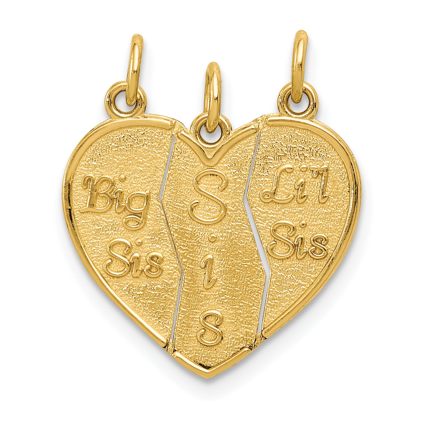 14k 3-piece Break-apart BIG SIS-SIS-LIL SIS Charm