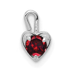 14k White Gold January Synthetic Birthstone Heart Charm