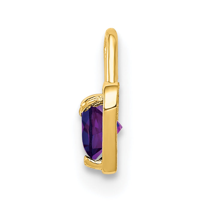 14K Gold February Birthstone Heart Charm with Purple Synthetic Gem Secondary image