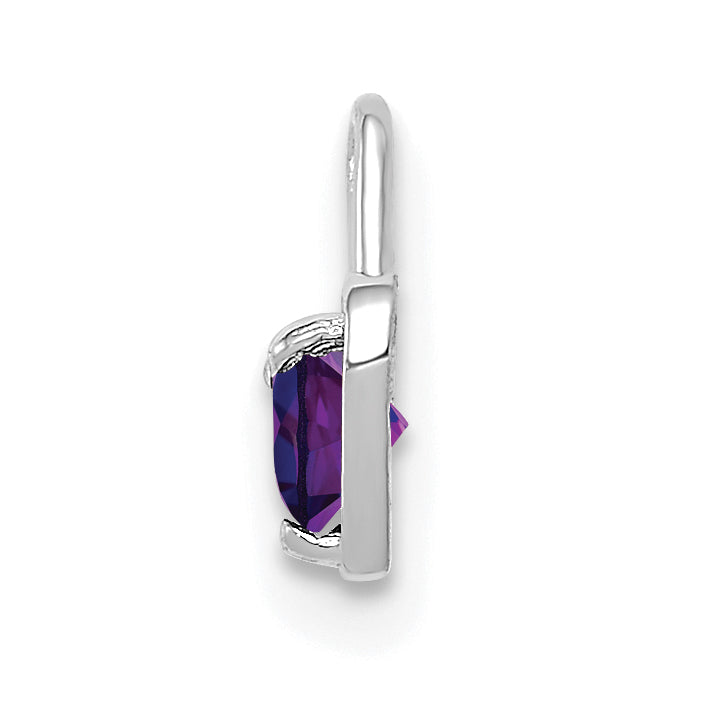 14K White Gold Heart Charm with February Synthetic Birthstone  Elegant Rhodium Finish Secondary image