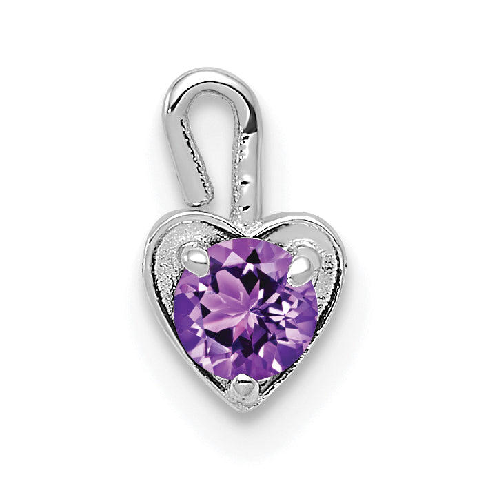 14k White Gold February Synthetic Birthstone Heart Charm Main image