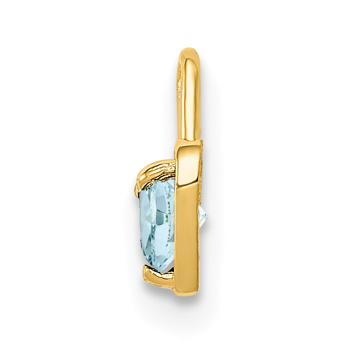 14K Yellow Gold Heart Charm with March Synthetic Birthstone  Elegant and Gift-Ready