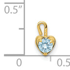 14K Yellow Gold Heart Charm with March Synthetic Birthstone  Elegant and Gift-Ready