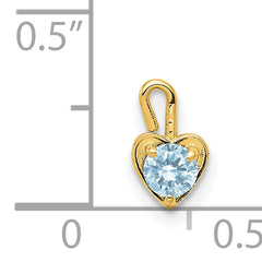 14K Yellow Gold Heart Charm with March Synthetic Birthstone  Elegant and Gift-Ready