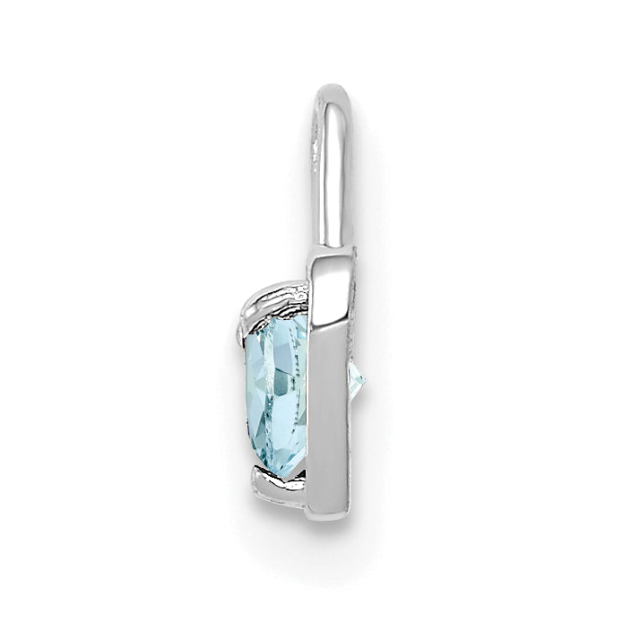14K White Gold March Birthstone Heart Charm with Blue Synthetic Stone Secondary image