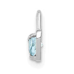 14K White Gold March Birthstone Heart Charm with Blue Synthetic Stone
