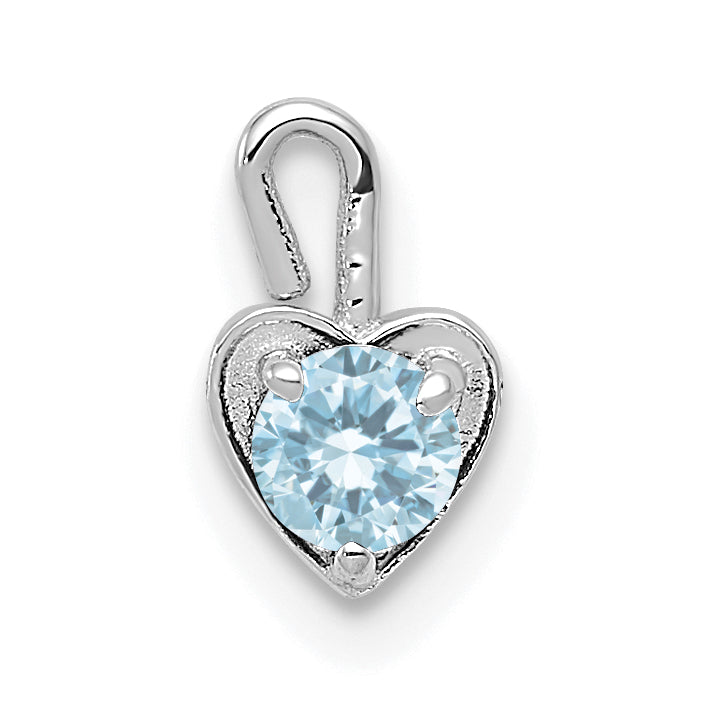 14k White Gold March Synthetic Birthstone Heart Charm Main image