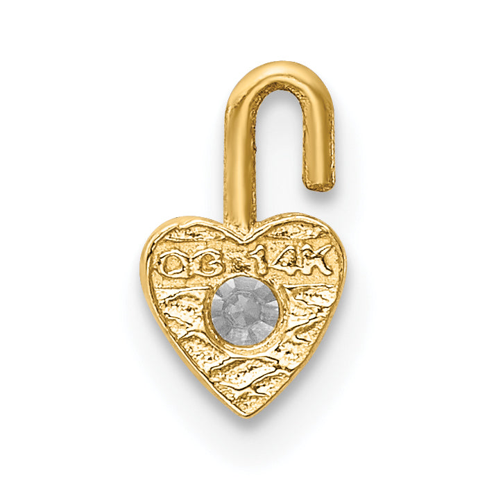 14ky April Synthetic Birthstone Heart Charm