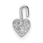 14K White Gold Heart Charm with April Synthetic Birthstone Elegant Rhodium Finish