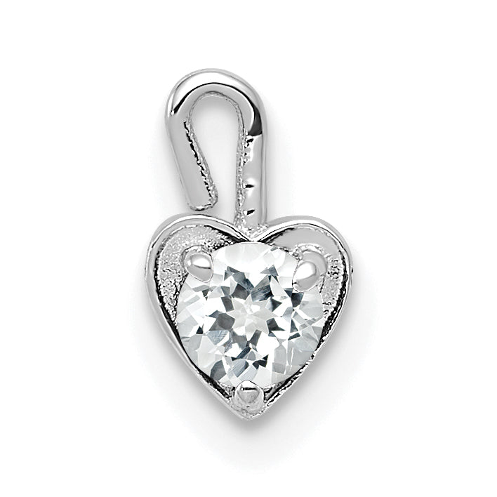 14k White Gold April Synthetic Birthstone Heart Charm Main image