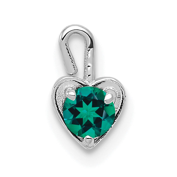 14k White Gold May Synthetic Birthstone Heart Charm Main image