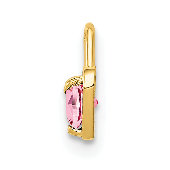 14K Gold October Pink Synthetic Birthstone Heart Charm  Elegant and Gift Ready Secondary image