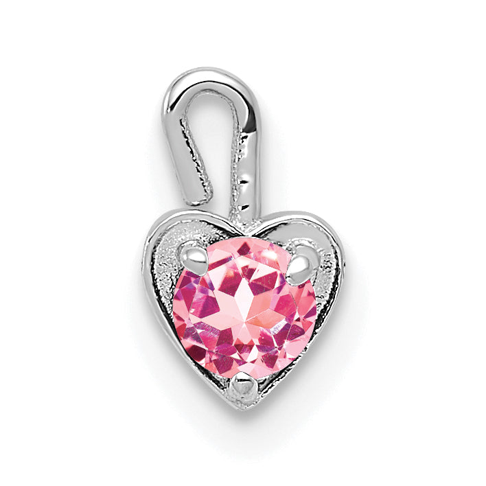 14k White Gold October Synthetic Birthstone Heart Charm Main image