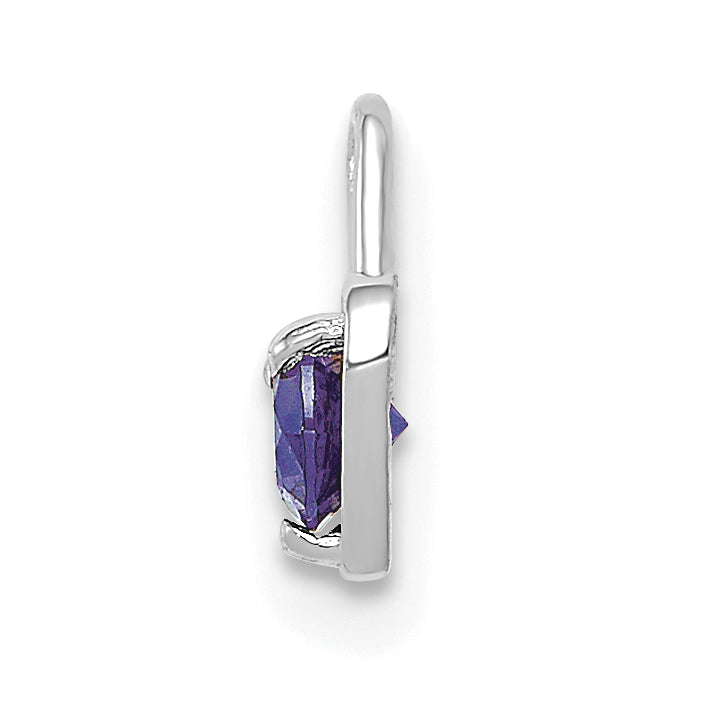 14K White Gold June Birthstone Heart Charm with Purple Stone Secondary image