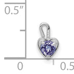 14K White Gold June Birthstone Heart Charm with Purple Stone