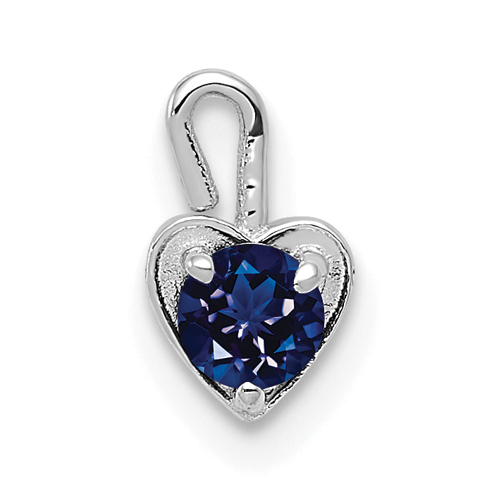 14k White Gold September Synthetic Birthstone Heart Charm Main image