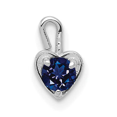 14k White Gold September Synthetic Birthstone Heart Charm