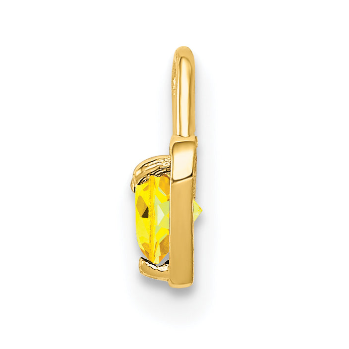 14K Gold November Synthetic Birthstone Heart Charm  Elegant Textured Design Secondary image