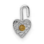 14K White Gold November Birthstone Heart Charm with Textured Back