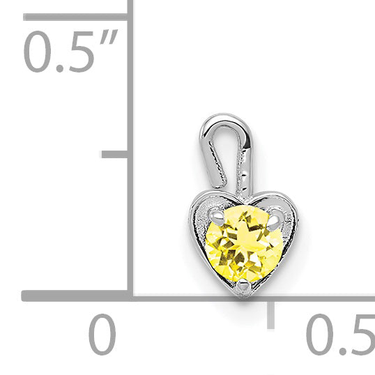 14K White Gold November Birthstone Heart Charm with Textured Back