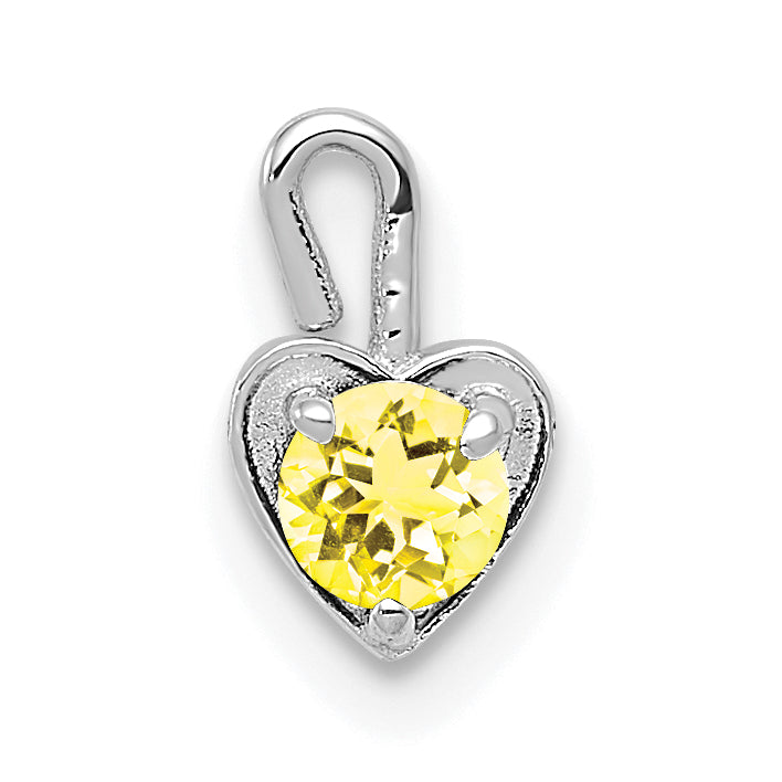 14k White Gold November Synthetic Birthstone Heart Charm Main image