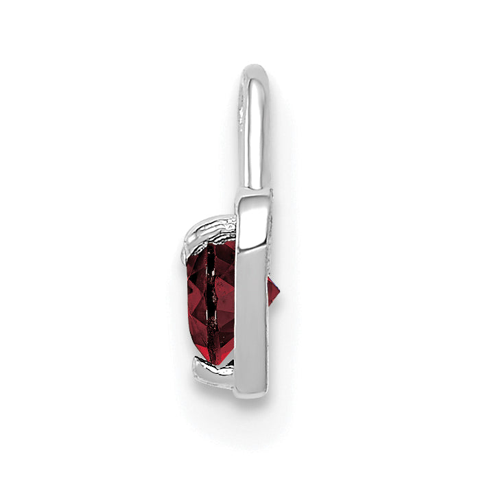 14K White Gold July Birthstone Heart Charm with Synthetic Ruby