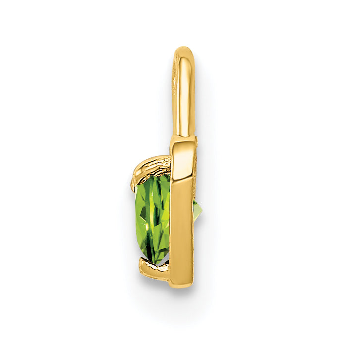 14K Gold August Birthstone Heart Charm with Synthetic Peridot Stone