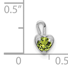 14K White Gold Heart Charm with August Synthetic Birthstone