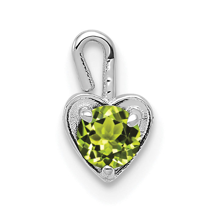14k White Gold August Synthetic Birthstone Heart Charm Main image