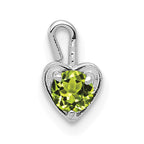 14k White Gold August Synthetic Birthstone Heart Charm