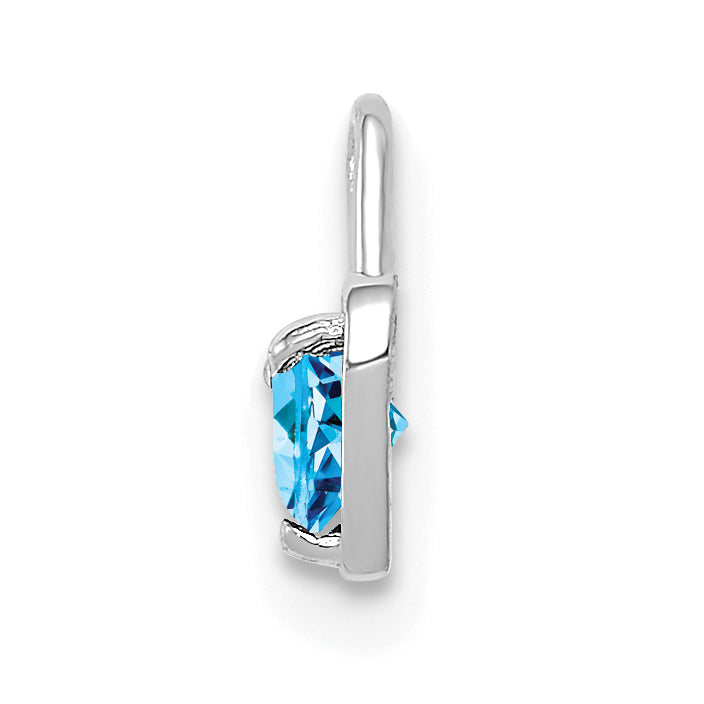14K White Gold Heart Charm with December Synthetic Blue Birthstone Secondary image