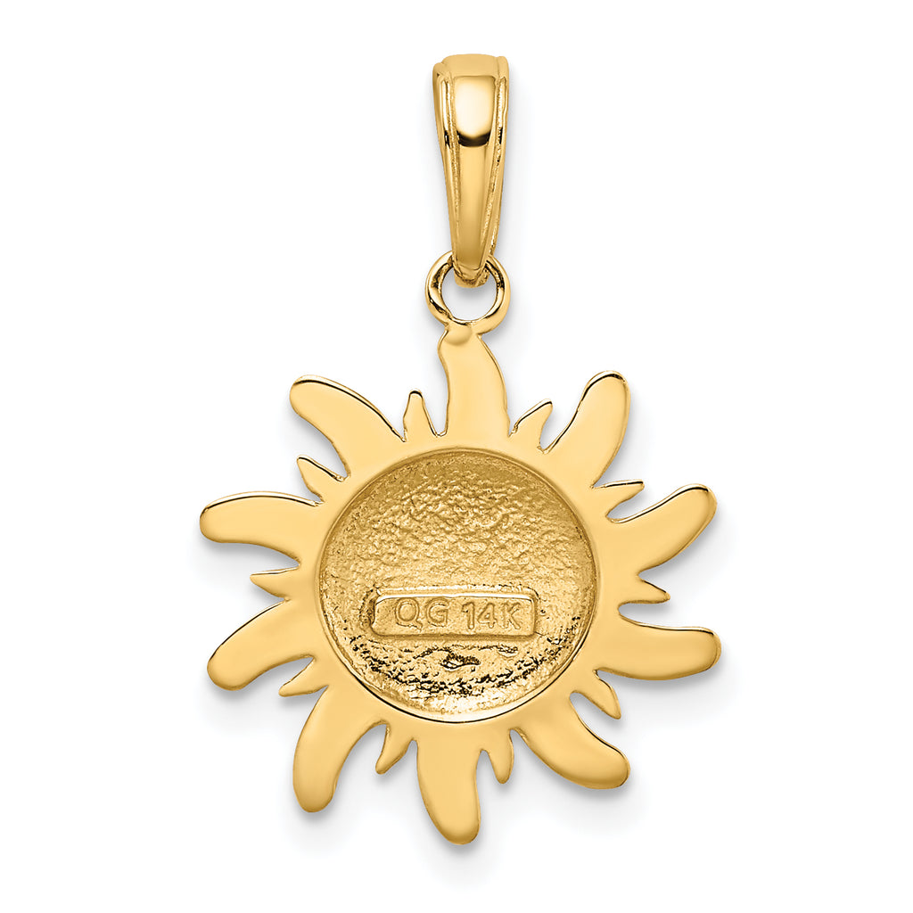 14K Gold Polished Sun Charm for Men  Small, Solid, Elegant Design