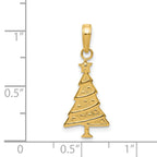 14K Gold Polished Christmas Tree Pendant Elegant Holiday Charm 25mm