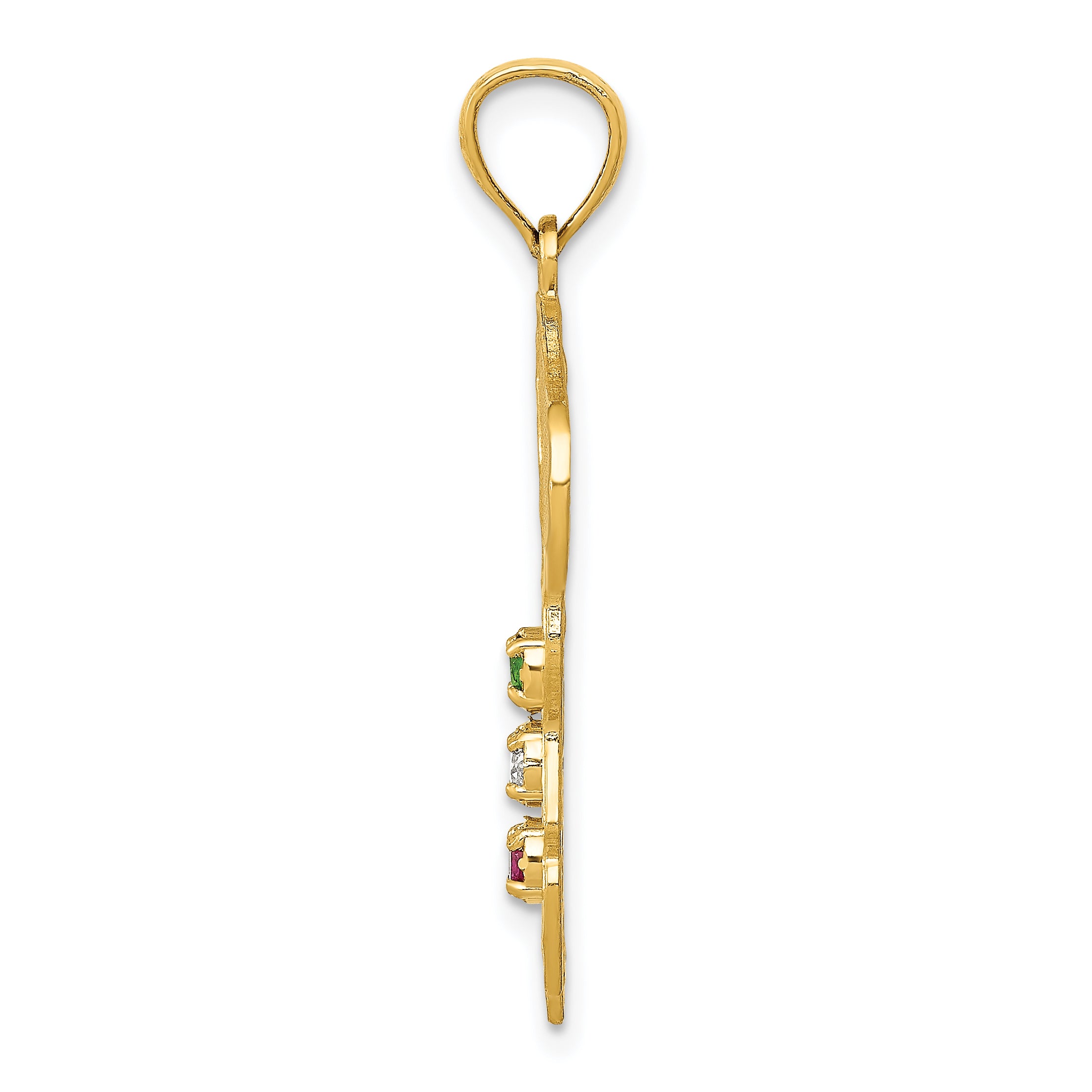 14K Gold Italy Charm with Emerald, Ruby, and CZ Stones  Elegant Themed Design Secondary image