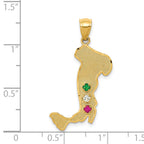 14K Gold Italy Charm with Emerald, Ruby, and CZ Stones  Elegant Themed Design